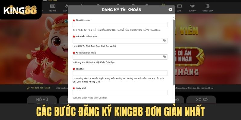Các bước đăng ký King88 đơn giản nhất